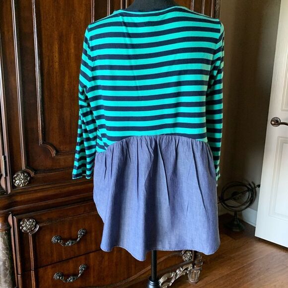 Crow & Ivy Green Blue Striped Blouse - Picture 4 of 9